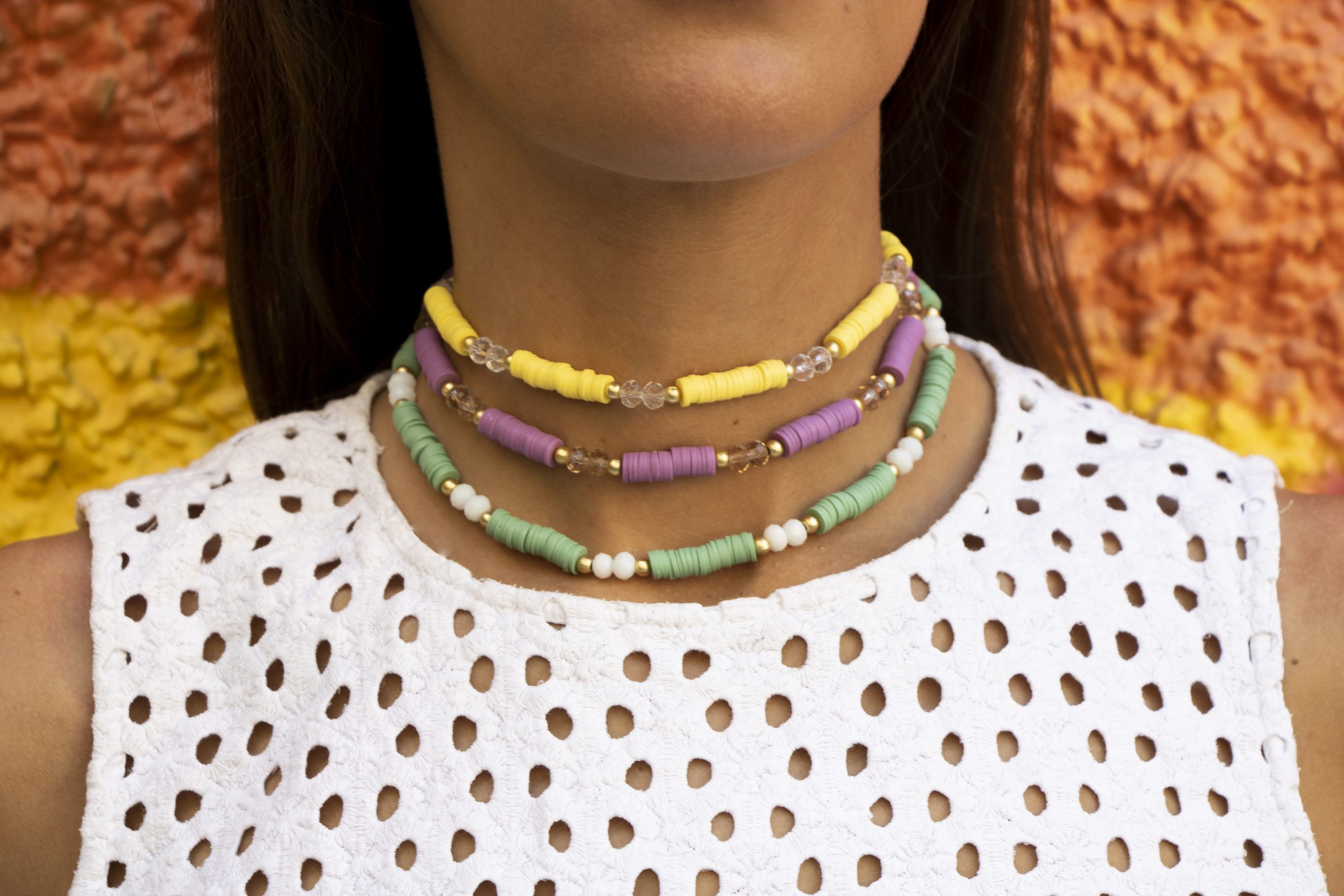 Collares multicolor verano de resina polimérica estilo choker